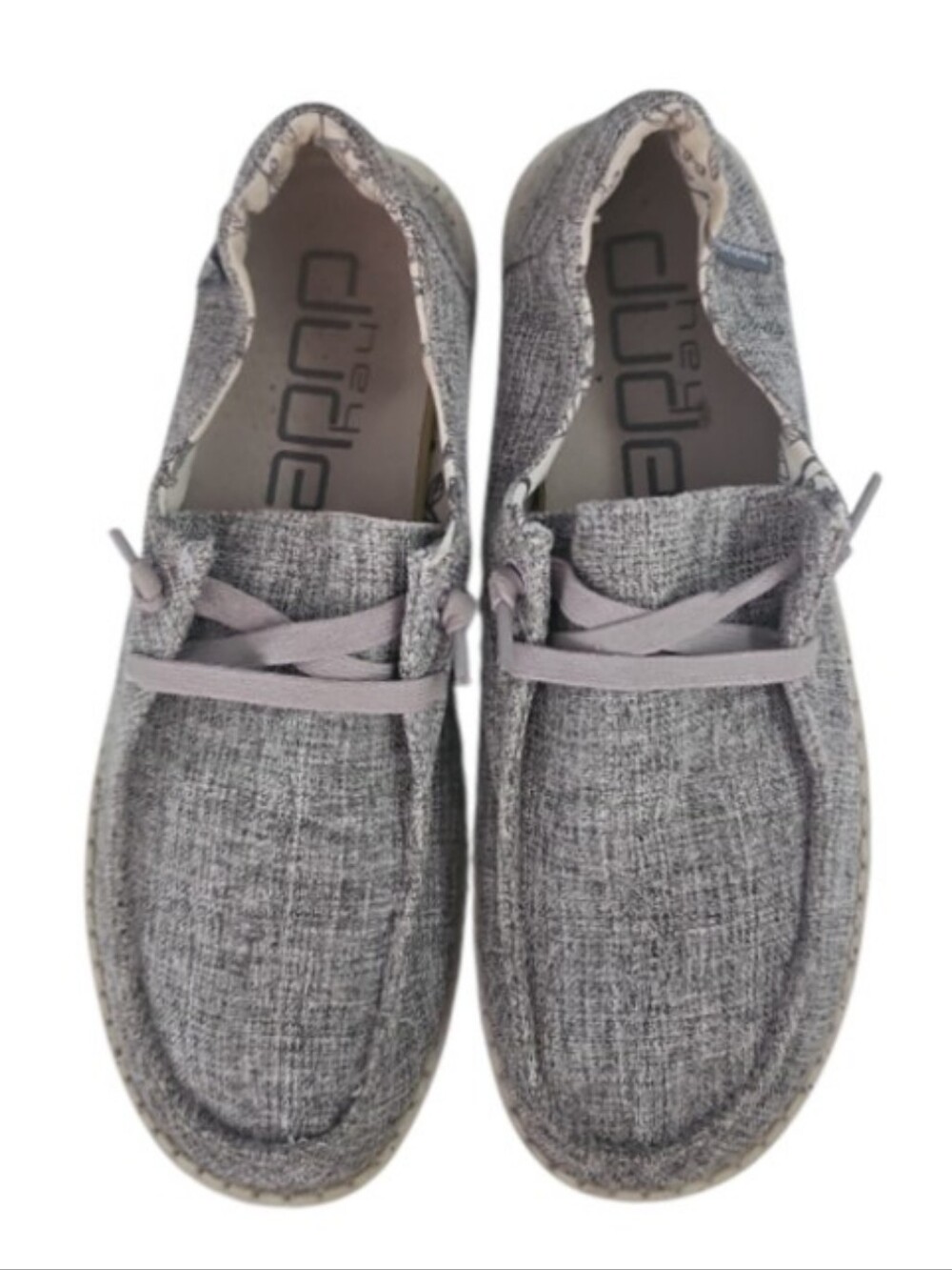 Hey Dude Wendy Linen Shoes Women 7 Gray Lightweight Slip On Loafers Casual